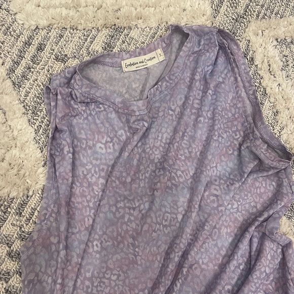 Evolution & Creation Lavender Purple Leopard Mesh Workout Athletic Tank Top S - Picture 2 of 4